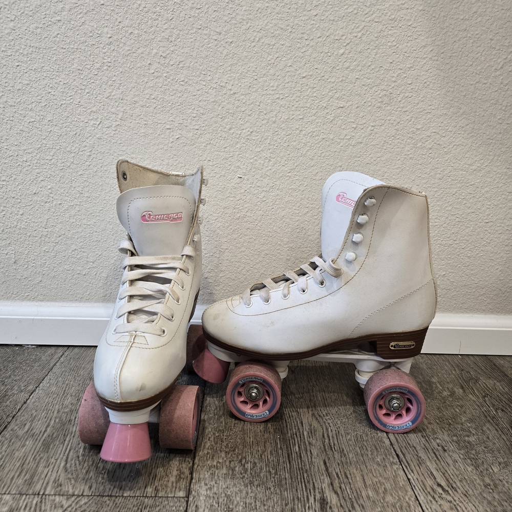 White Roller Skates with Pink Wheels